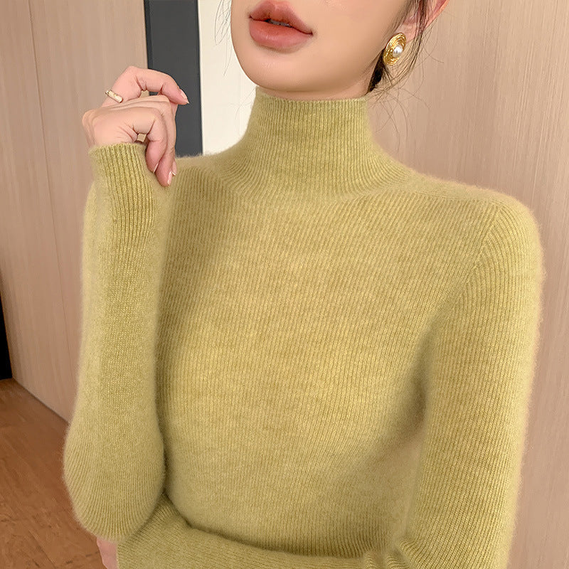 Women's Autumn And Winter Seamless Stand Collar Solid Color Turtleneck Sweater