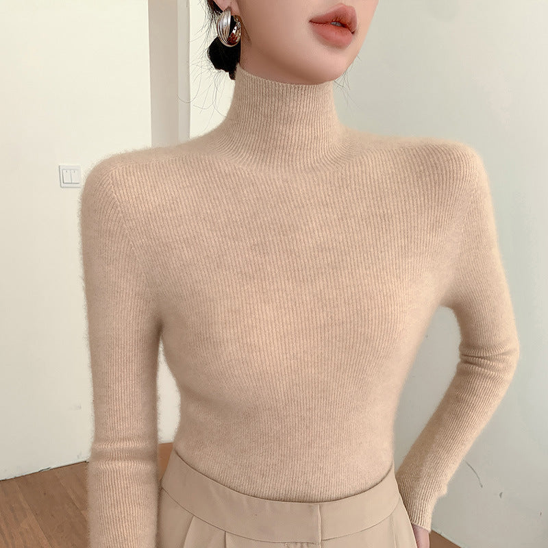 Women's Autumn And Winter Seamless Stand Collar Solid Color Turtleneck Sweater