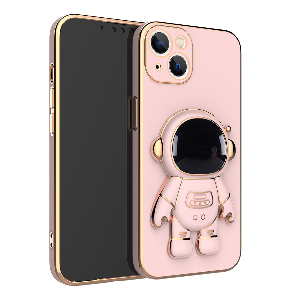 Capa de celular 3D com astronauta, suporte anti-queda e revestimento eletroplástico.