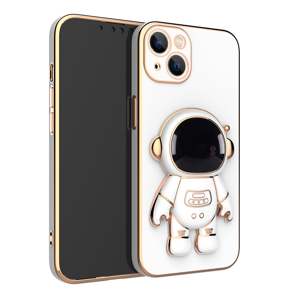 Capa de celular 3D com astronauta, suporte anti-queda e revestimento eletroplástico.