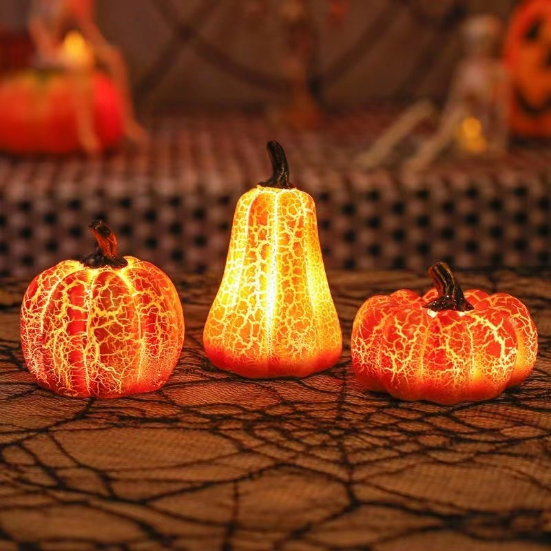 Nova lanterna de abóbora de Halloween, abóbora simulada, lâmpada de vela LED, abóbora luminosa de resina.
