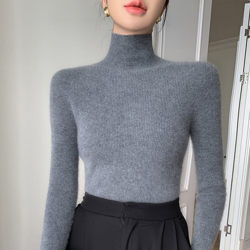 Women's Autumn And Winter Seamless Stand Collar Solid Color Turtleneck Sweater