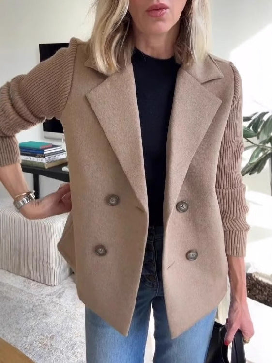 Women's Elegant Wool Stitching Woolen Coat Commuter Suit