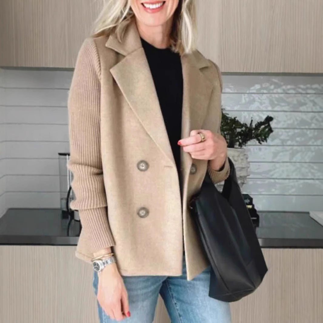 Women's Elegant Wool Stitching Woolen Coat Commuter Suit
