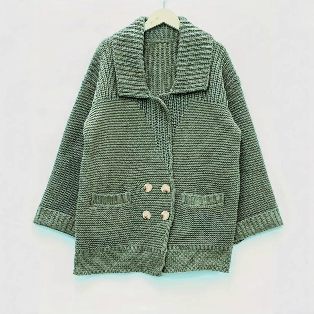 Elegant Polo Collar Plus Size Women's Coat