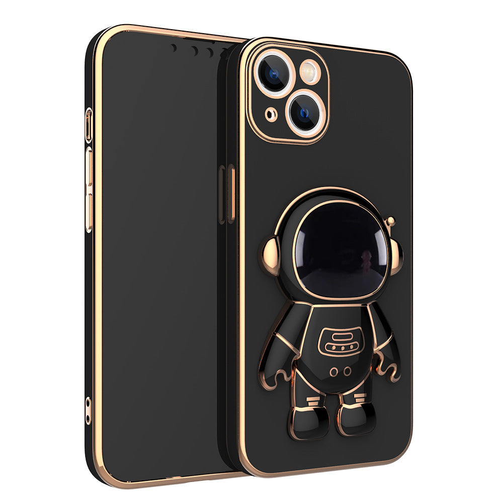Capa de celular 3D com astronauta, suporte anti-queda e revestimento eletroplástico.