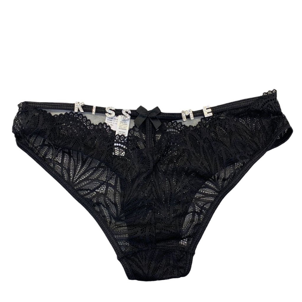 Women's Fashion Rhinestone Letter Full Sheer Thongs