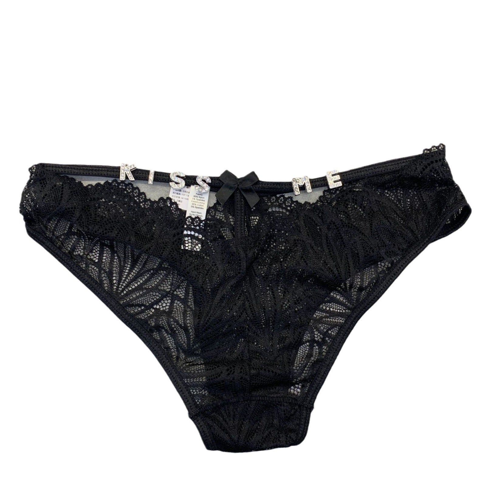 Women's Fashion Rhinestone Letter Full Sheer Thongs