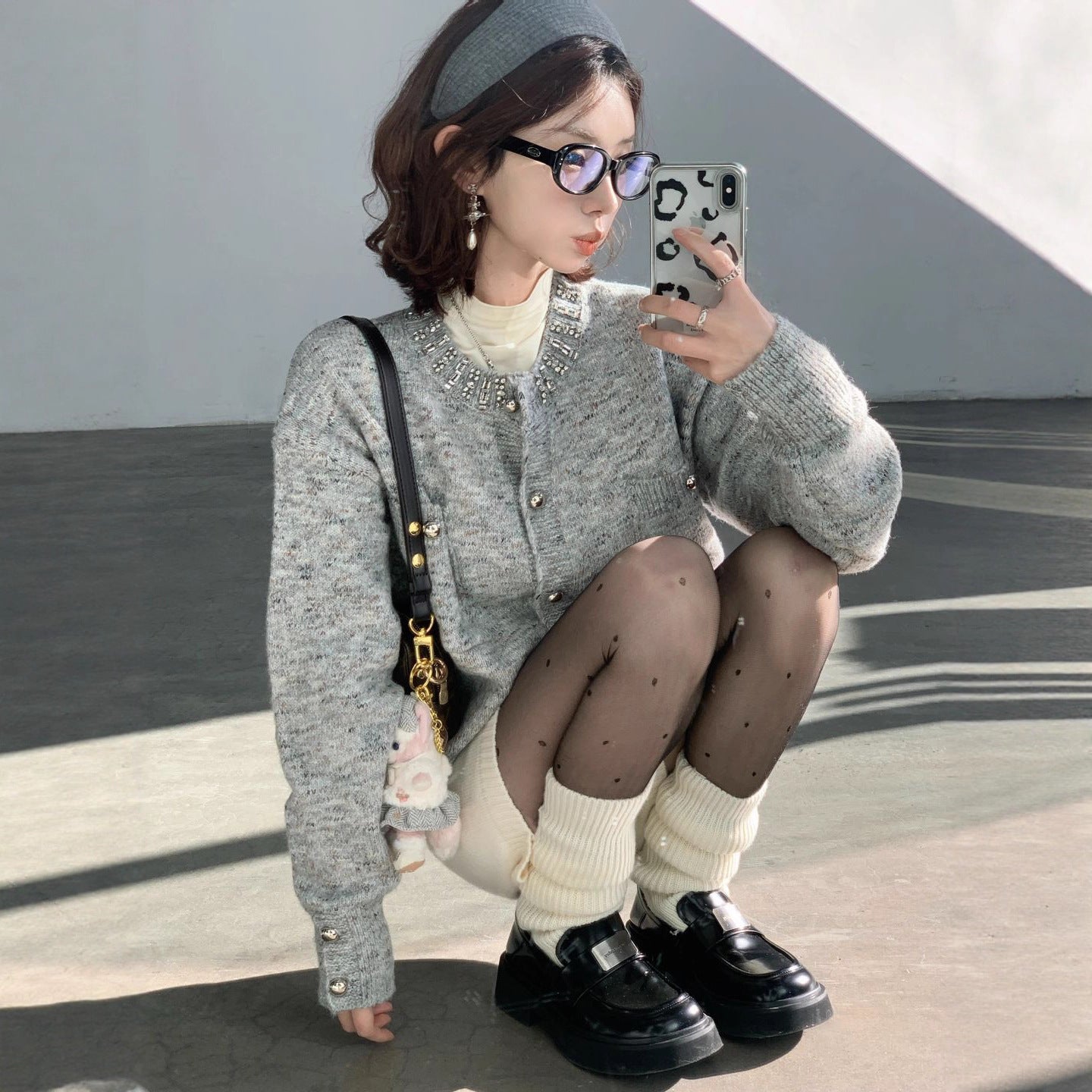 Advanced Design Gray Classic Style Knitwear Top Women's Sweater