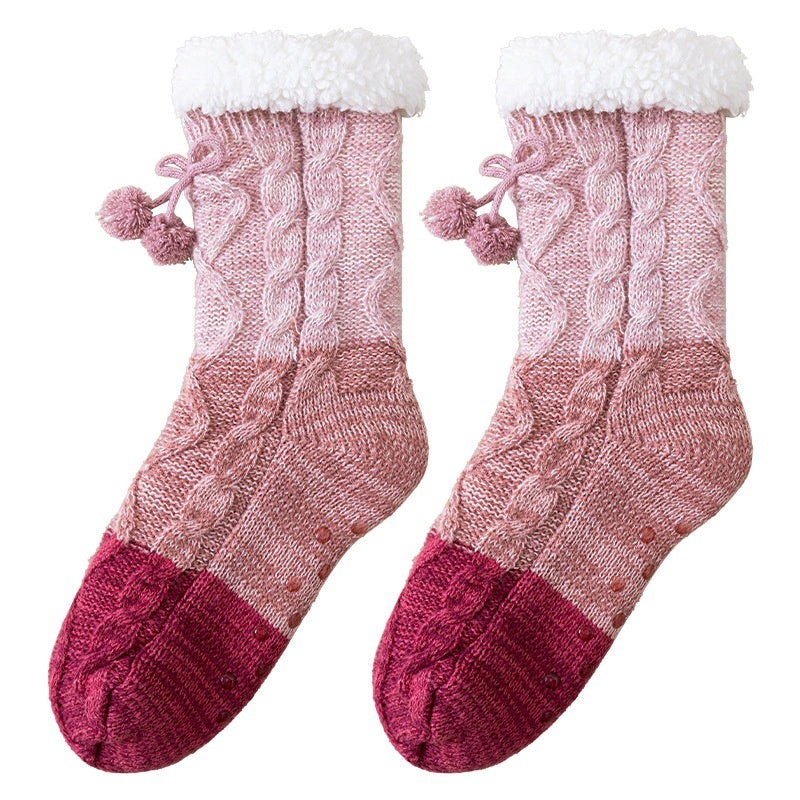 Lambswool Thickened Warm Mid-calf Length Socks Non-slip Floor Socks
