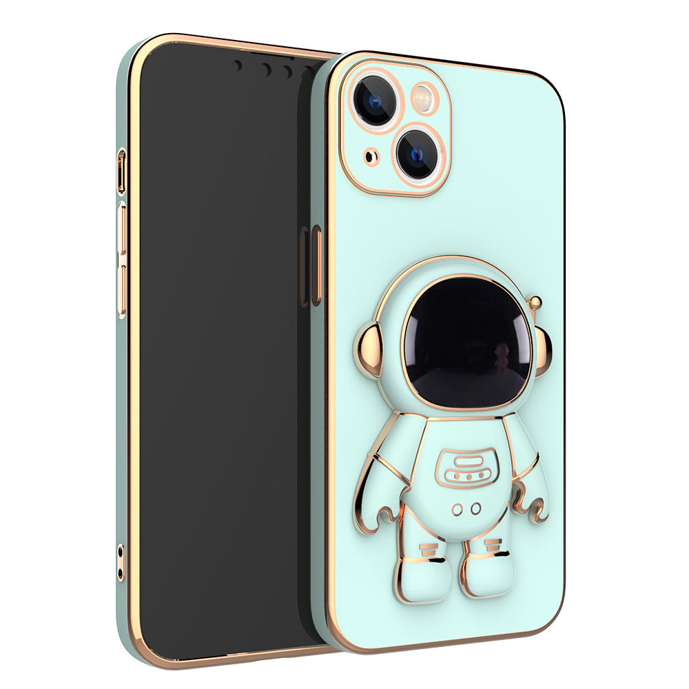 Capa de celular 3D com astronauta, suporte anti-queda e revestimento eletroplástico.