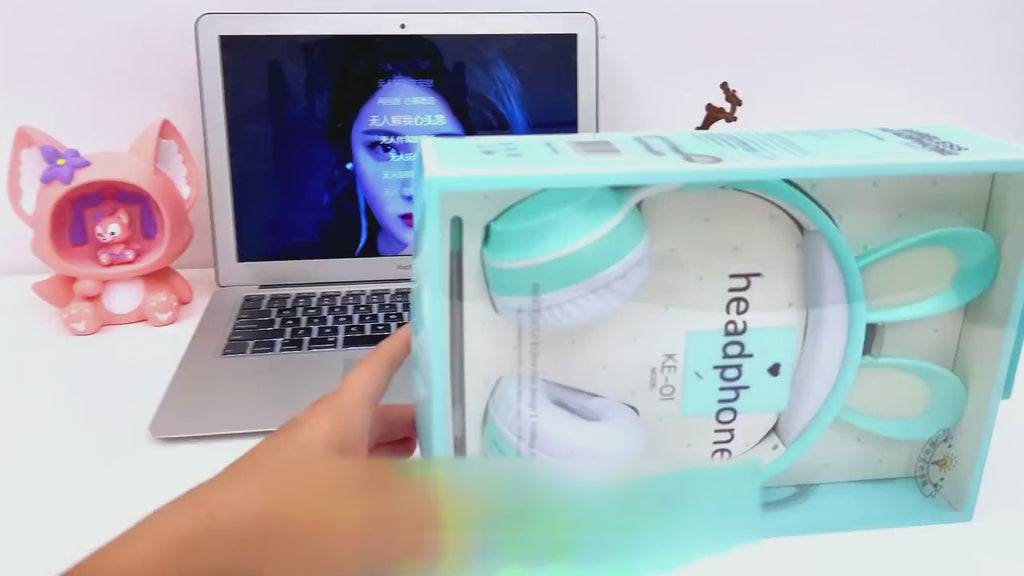 Fone de Ouvido Orelha de Coelho LED Luminoso Sem Fio Kawaii | うさ耳ヘッドホン