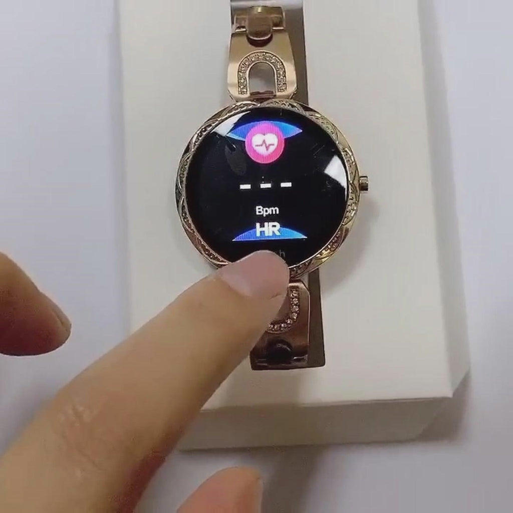 ファッションレディーススマートウォッチ防水ウェアラブルデバイス心拍数モニタースポーツスマートウォッチ女性用レディース