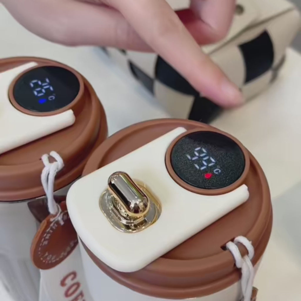 Smart Digital Thermal Bottle Portable Coffee Mug Stainless Steel Water Bottle In-Car Insulated Cup Keep Cold Vacuum Flasks 450ml