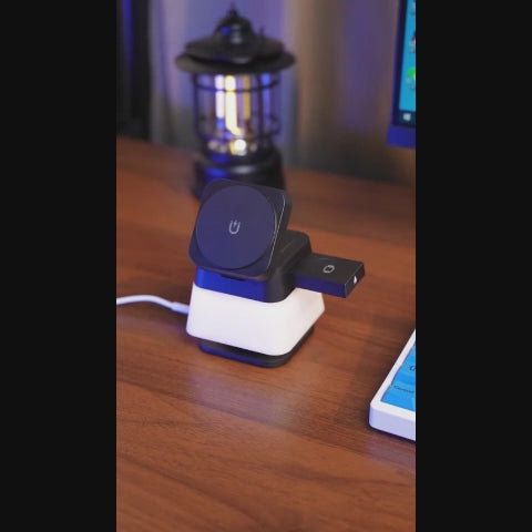 4 In 1 Rotatable Colorful Lighting Wireless Charger Stand For Phone 15 14 13 12 Pro Max 8 7 Holder Magnetic Fast Charging Station