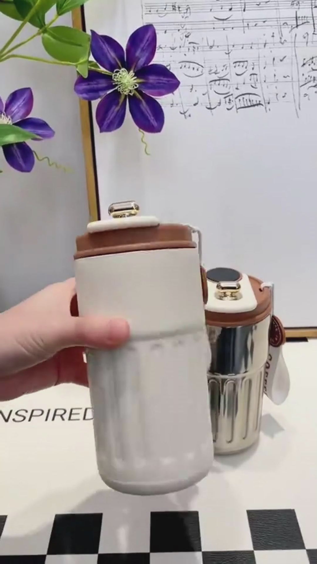 Smart Digital Thermal Bottle Portable Coffee Mug Stainless Steel Water Bottle In-Car Insulated Cup Keep Cold Vacuum Flasks 450ml